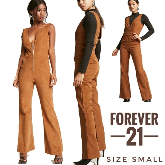 Forever 21 Pants - Forever 21 brown corduroy wide leg jumpsuit small